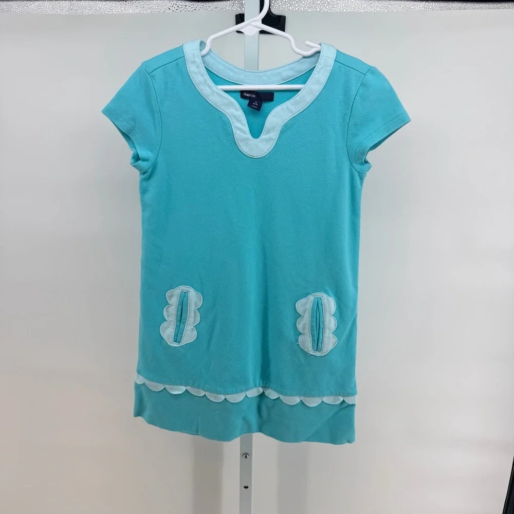 GAP Turquoise & Light Blue Scalloped Girls' Casual Shift Dress